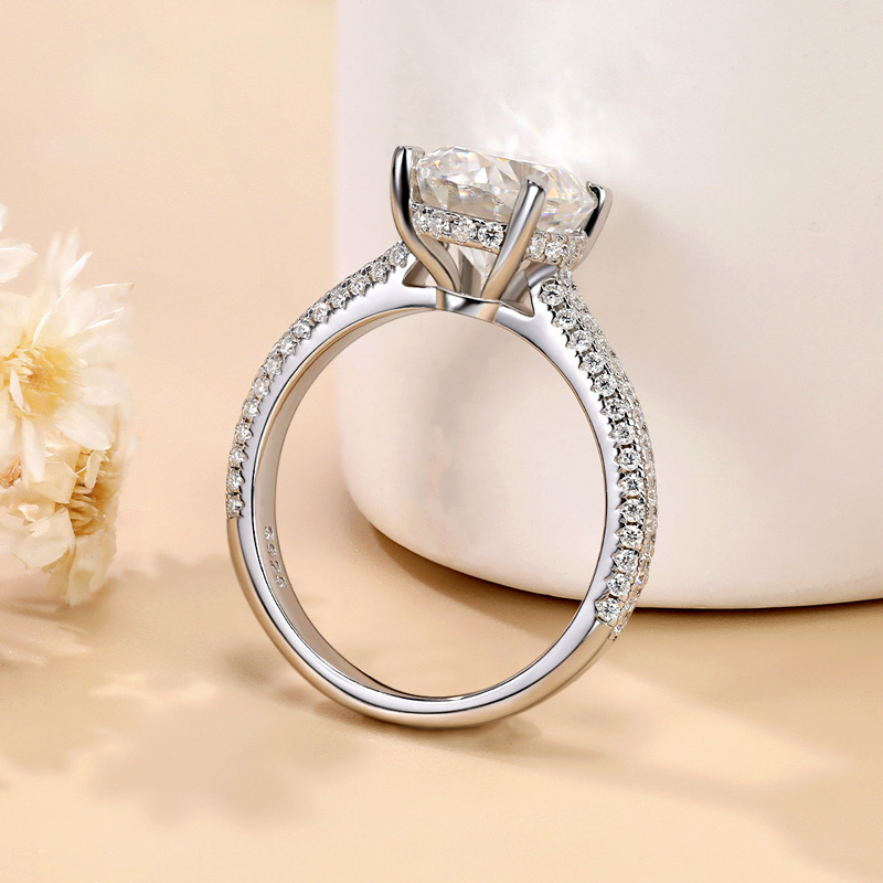 Sotiya Cathedral Hidden Halo Oval Cut Moissanite Engagement Ring Sterling Silver-Sotiya