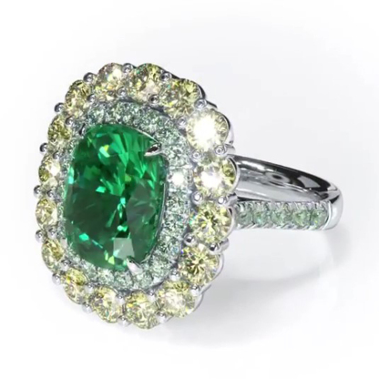 Sotiya Cathedral Double Halo Cushion Cut Engagement Ring Sterling Silver-Sotiya