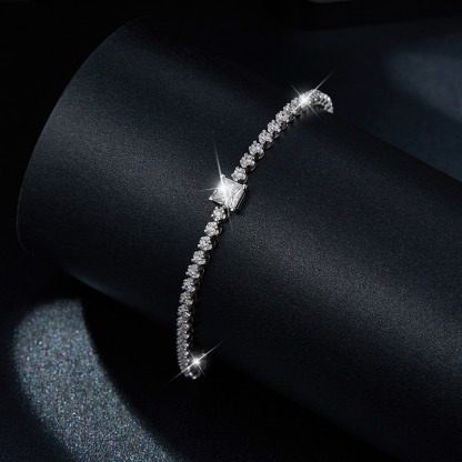 Sotiya Princess Cut Moissanite Tennis Bracelet Sterling Silver-Sotiya