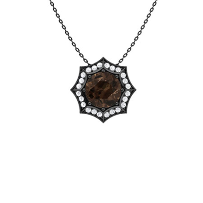 Sotiya Coffee Round Cut Dazzling Mesh Halo Necklace Sterling Silver-Sotiya