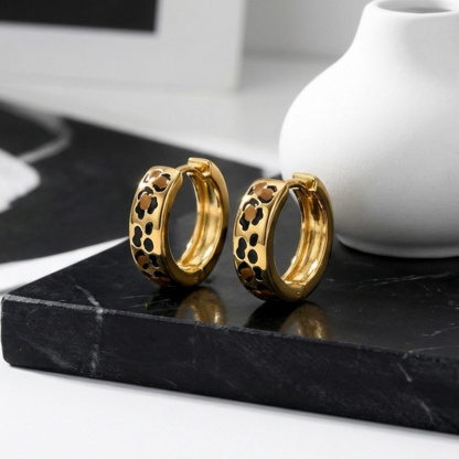 Sotiya Leopard Print Coffee Enamel Hoop Earrings Sterling Silver-Sotiya