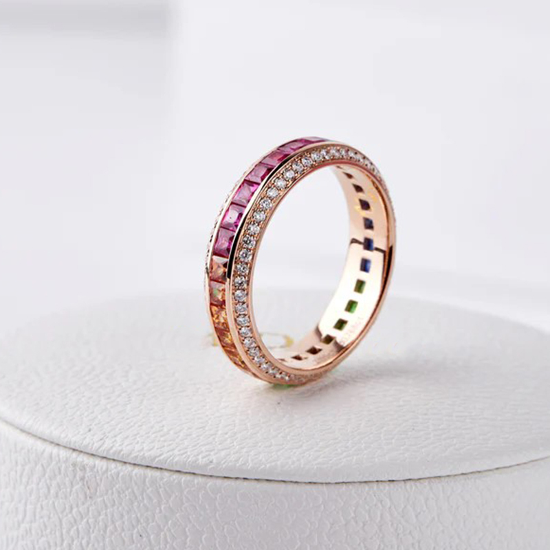 Sotiya Rainbow Fidget Spinner Ring Eternity Ring Sterling Silver-Sotiya