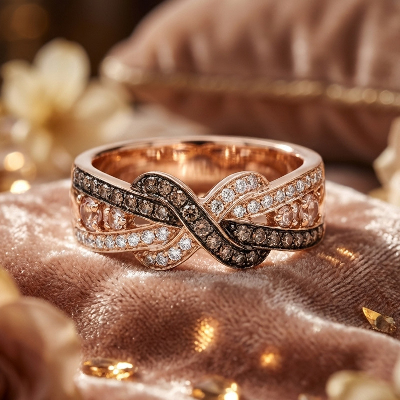 Sotiya Intertwined Infinity and Cross Knot Coffee Women's Wedding Ring Band Sterling Silver-Sotiya