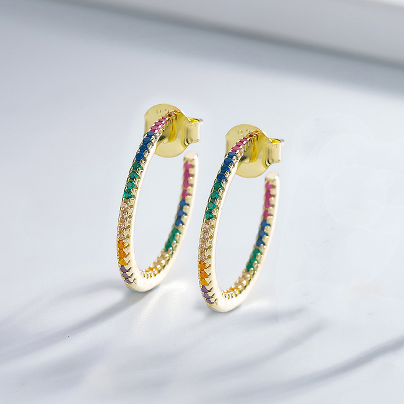 Sotiya Multi Color Rainbow Hoop Earrings Sterling Silver-Sotiya