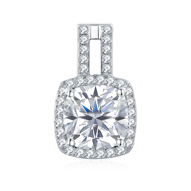 Sotiya Halo Cushion Cut Moissanite Stud Earrings Sterling Silver-Sotiya