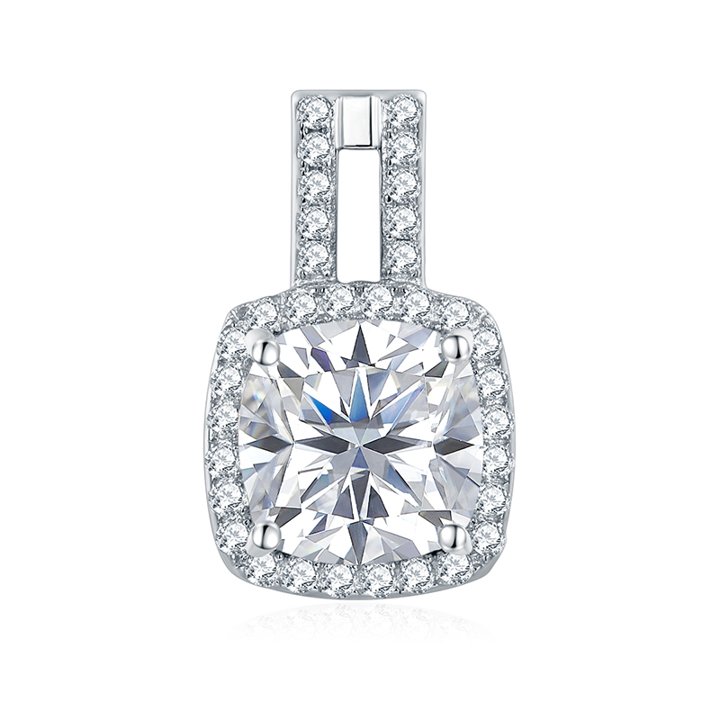 Sotiya Halo Cushion Cut Moissanite Stud Earrings Sterling Silver-Sotiya