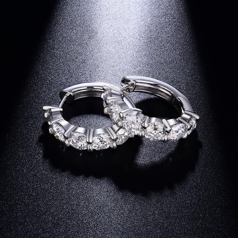 Sotiya Simple Round Cut Moissanite Hoop Earrings Sterling Silver-Sotiya
