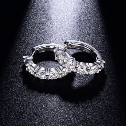 Sotiya Simple Round Cut Moissanite Hoop Earrings Sterling Silver-Sotiya