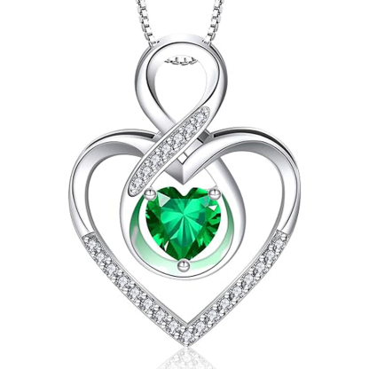 Sotiya 12 Birthstones Intertwined Infinity Heart Necklace Sterling Silver-Sotiya
