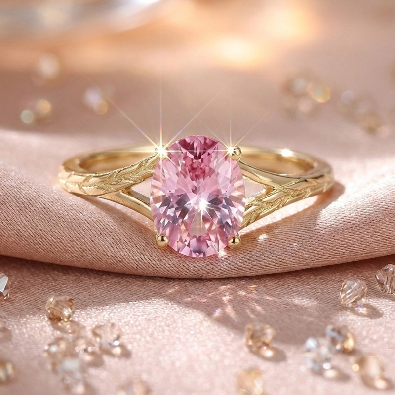 Sotiya Nature Inspired Pink Oval Fantasy Starbrite Cut Engagement Ring Sterling Silver-Sotiya