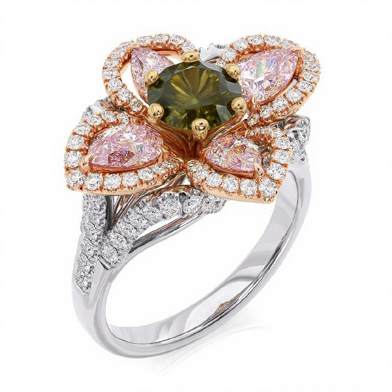 Sotiya Four Leaf Clover Round Cut Engagement Ring Sterling Silver-Sotiya