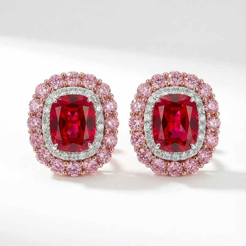 Sotiya Double Halo Cushion Cut Stud Earrings Sterling Silver-Sotiya