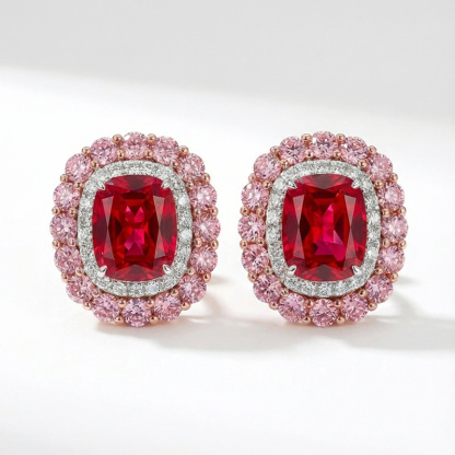 Sotiya Double Halo Cushion Cut Stud Earrings Sterling Silver-Sotiya