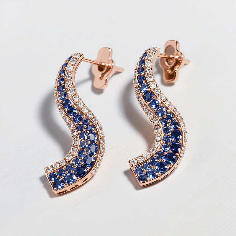 Sotiya Artist Collection Famous Painting Starry Night Curve Design Earrings Sterling Silver-Sotiya