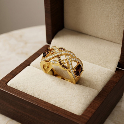 Sotiya Intertwined Knot Coffee Women's Wedding Ring Sterling Silver-Sotiya