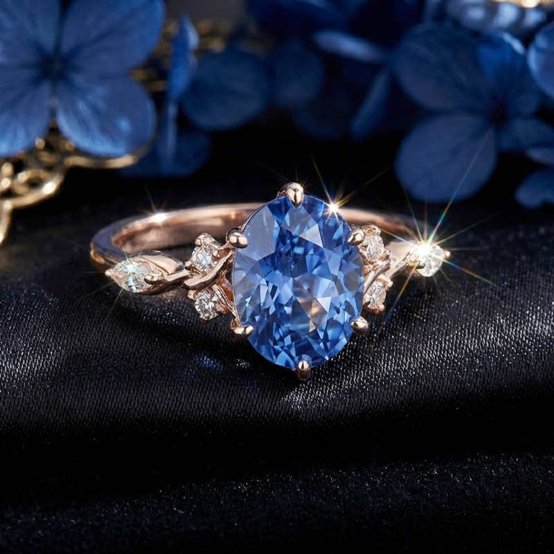 Sotiya Twisted Vine Aquamarine Blue Oval Fantasy Starbrite Cut Engagement Ring Sterling Silver-Sotiya