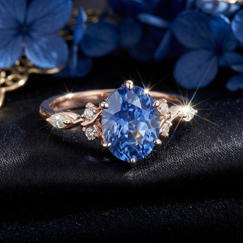 Sotiya Twisted Vine Aquamarine Blue Oval Fantasy Starbrite Cut Engagement Ring Sterling Silver-Sotiya