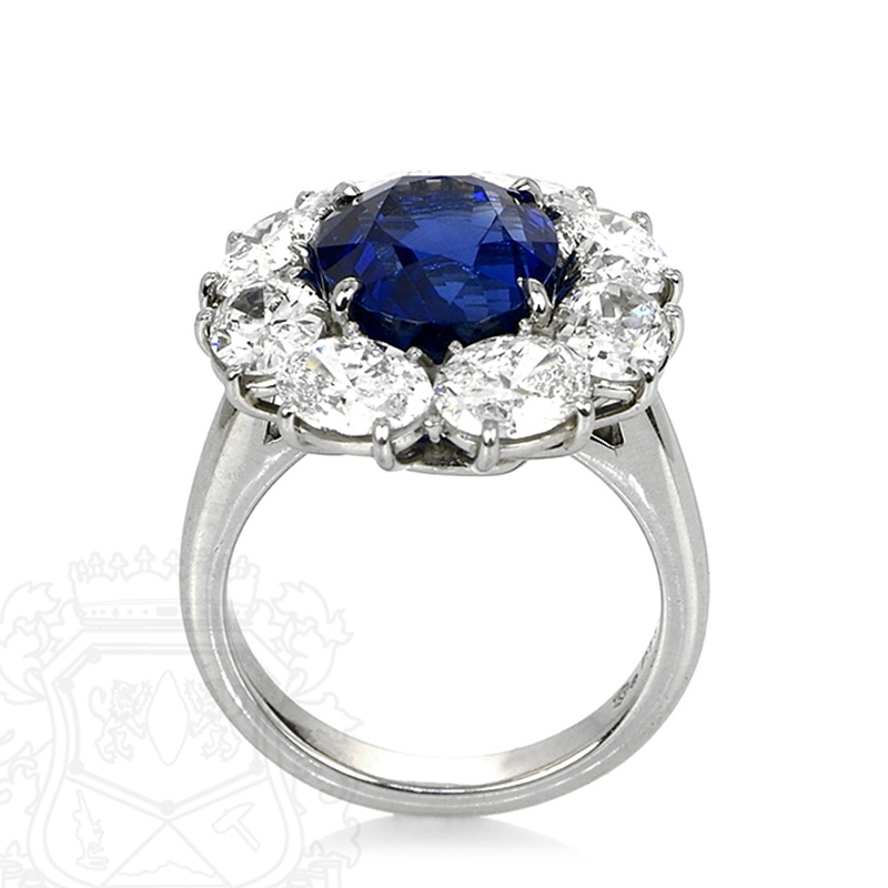 Sotiya Halo Oval Cut Blue Sapphire Engagement Ring Sterling Silver-Sotiya