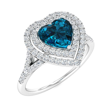 Sotiya Customizable 12 Birthstone Double Halo Heart Cut Engagement Ring Sterling Silver