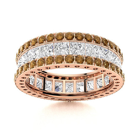 Sotiya Princess Cut Coffee Eternity Ring Sterling Silver-Sotiya