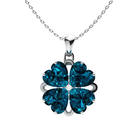 Sotiya Customizable 12 Birthstones Four Leaf Clover Flower Heart Cut Necklace Sterling Silver-Sotiya