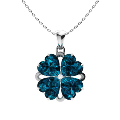 Sotiya Customizable 12 Birthstones Four Leaf Clover Flower Heart Cut Necklace Sterling Silver-Sotiya