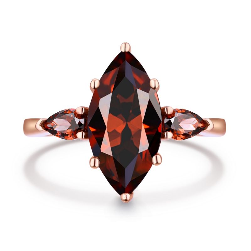 Sotiya Three Stone Marquise Cut Coffee Engagement Ring Sterling Silver-Sotiya