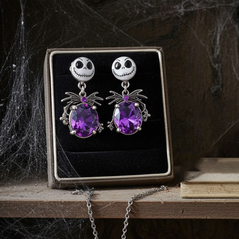 Sotiya Skull Inspired Oval Cut Drop Earrings Sterling Silver-Sotiya