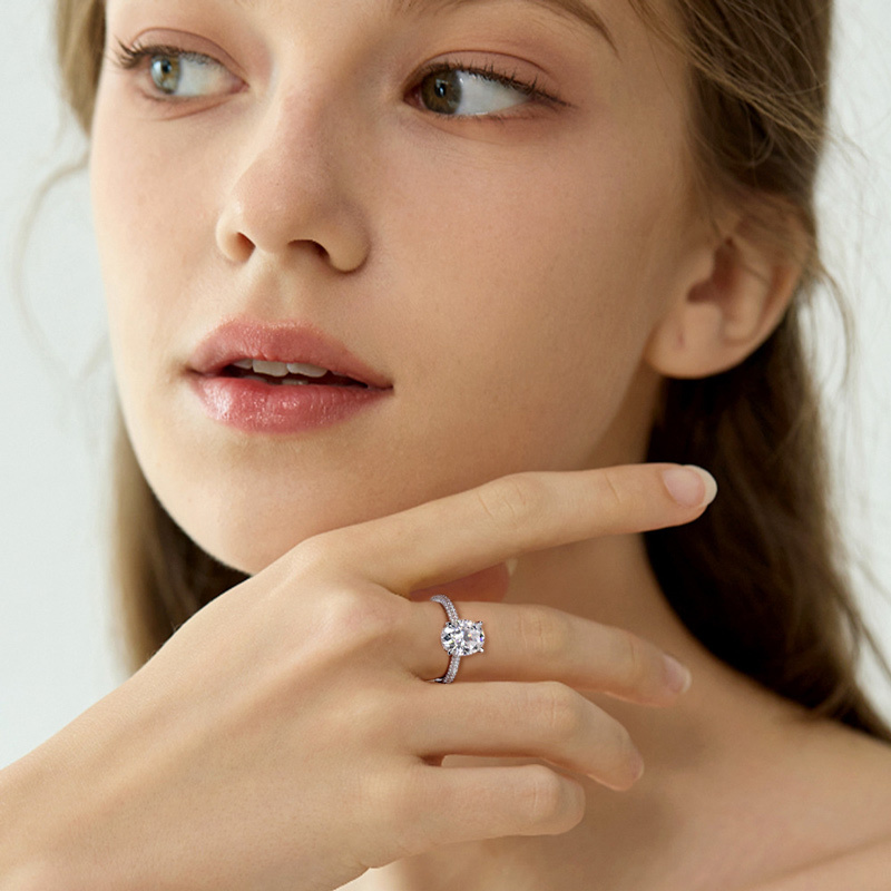 Sotiya Cathedral Hidden Halo Oval Cut Moissanite Engagement Ring Sterling Silver-Sotiya