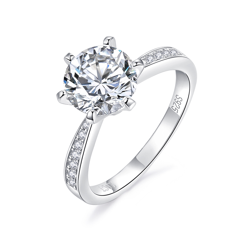Sotiya 6 Prong Round Cut Moissanite Engagement Ring Sterling Silver-Sotiya