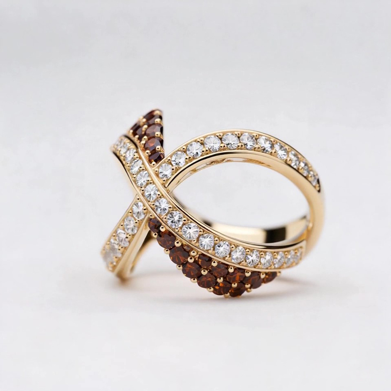Sotiya Cross Knot Coffee Cocktail Ring Sterling Silver-Sotiya