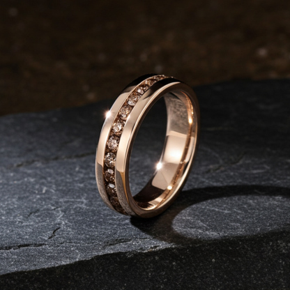 Sotiya Fancy Round Cut Coffee Men's Wedding Ring Eternity Band 14k Rose Gold Sterling Silver-Sotiya