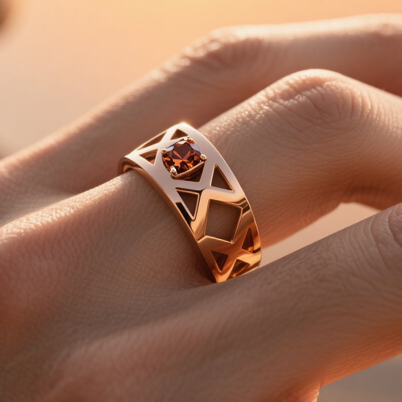 Sotiya Hollow Cross Solitaire Coffee Cushion Cut Men's Promise Ring Sterling Silver-Sotiya