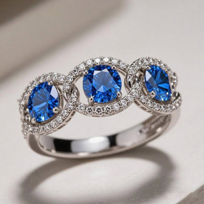 Sotiya Chain Link Round Cut Coffee Women's Wedding Ring Sterling Silver-Sotiya