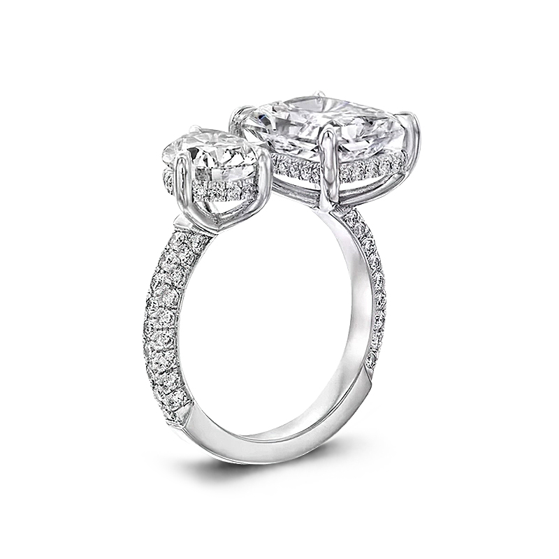 Sotiya Toi et Moi Radiant and Pear Cut Two Stone Engagement Ring High-carbon Zircon Sterling Silver-Sotiya