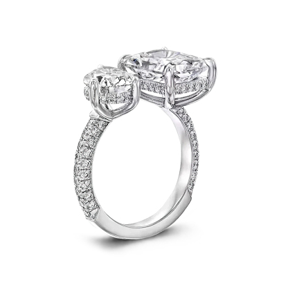 Sotiya Toi et Moi Radiant and Pear Cut Two Stone Engagement Ring High-carbon Zircon Sterling Silver-Sotiya