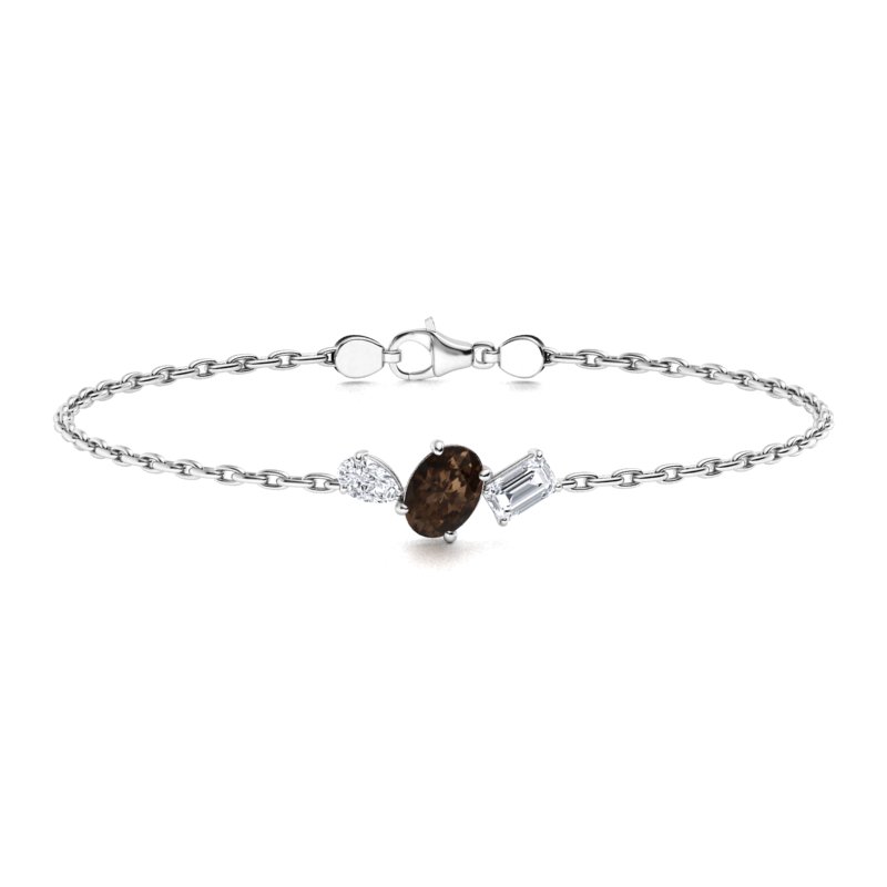 Sotiya Toi et Moi Coffee Oval, Pear and Emarald Cut Three Stone Bracelet Sterling Silver-Sotiya