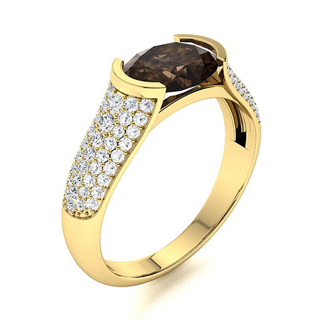 Sotiya Sidestone Bezel Coffee Oval Cut Engagement Ring Sterling Silver-Sotiya