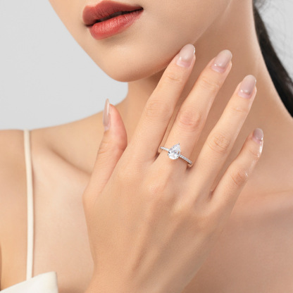 Sotiya Cathedral Pear Cut Engagement Ring High-carbon Zircon Sterling Silver-Sotiya