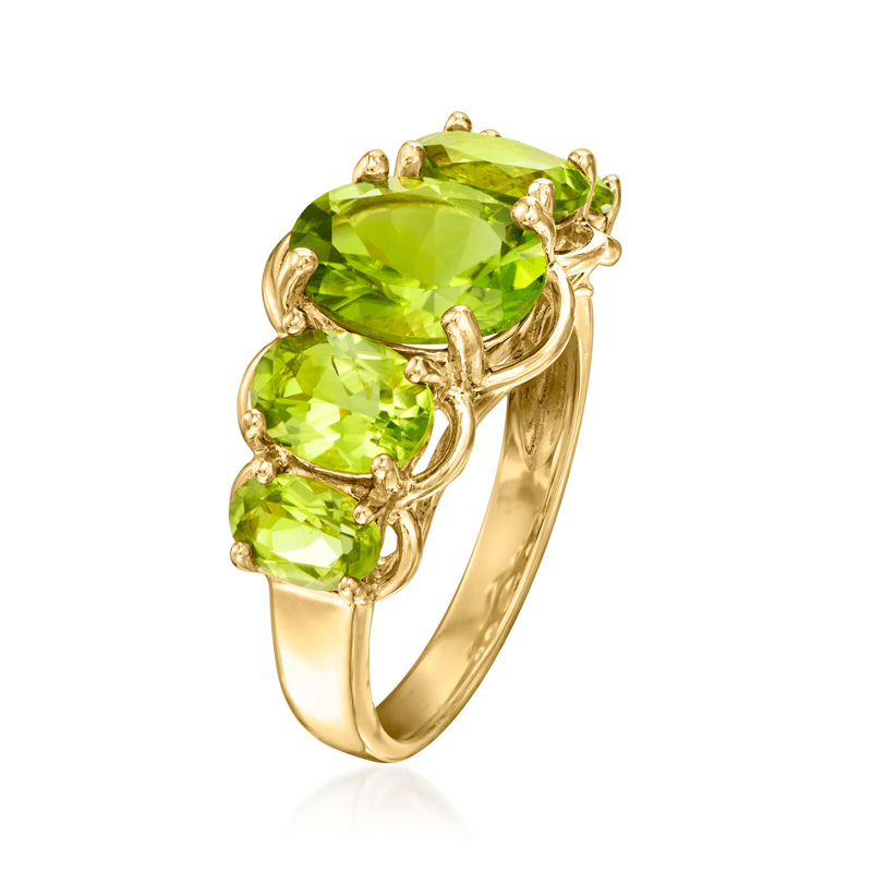 Sotiya Peridot Five-Stone Oval Engagement Ring in 18kt Gold Over Sterling Silver-Sotiya