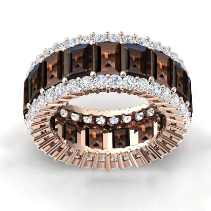 Sotiya Chocolate Emerald Cut Eternity Ring Sterling Silver-Sotiya