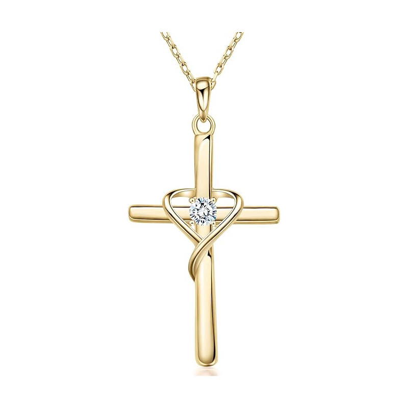 Sotiya 12 Birthstones Intertwined Cross Necklace Sterling Silver-Sotiya