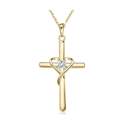 Sotiya 12 Birthstones Intertwined Cross Necklace Sterling Silver-Sotiya