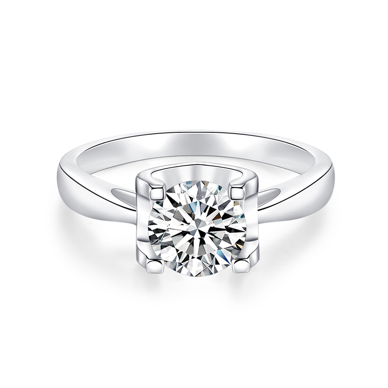 Sotiya Solitaire Round Cut Moissanite Cow Head Engagement Ring Sterling Silver