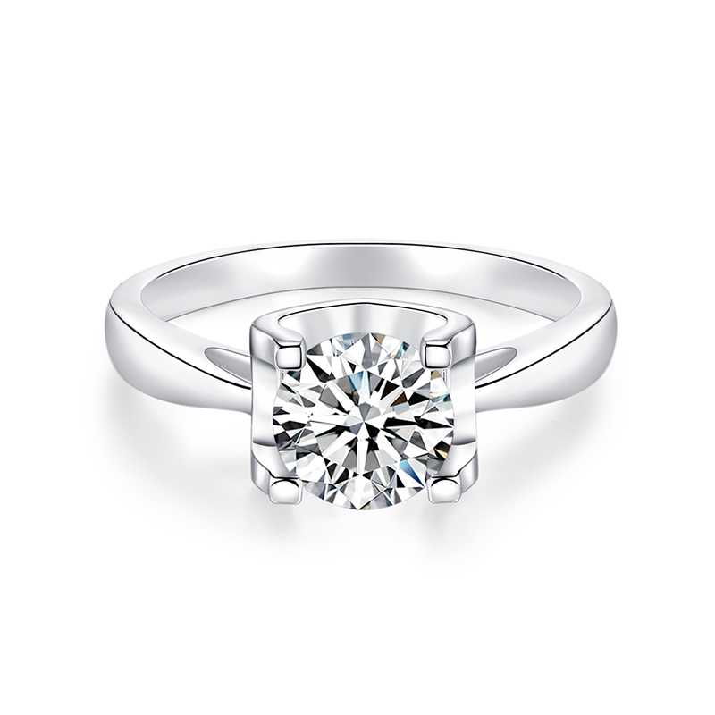 Sotiya Solitaire Round Cut Moissanite Cow Head Engagement Ring Sterling Silver