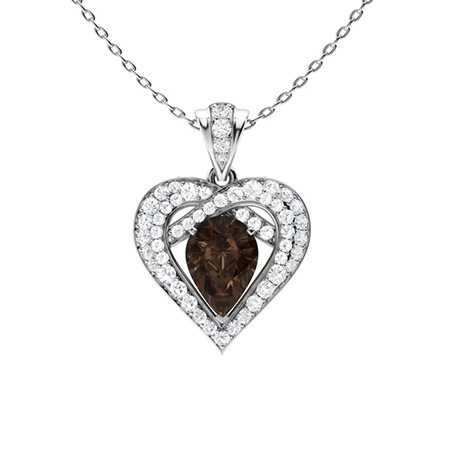 Sotiya Coffee Pear Cut Heart Necklace Sterling Silver-Sotiya