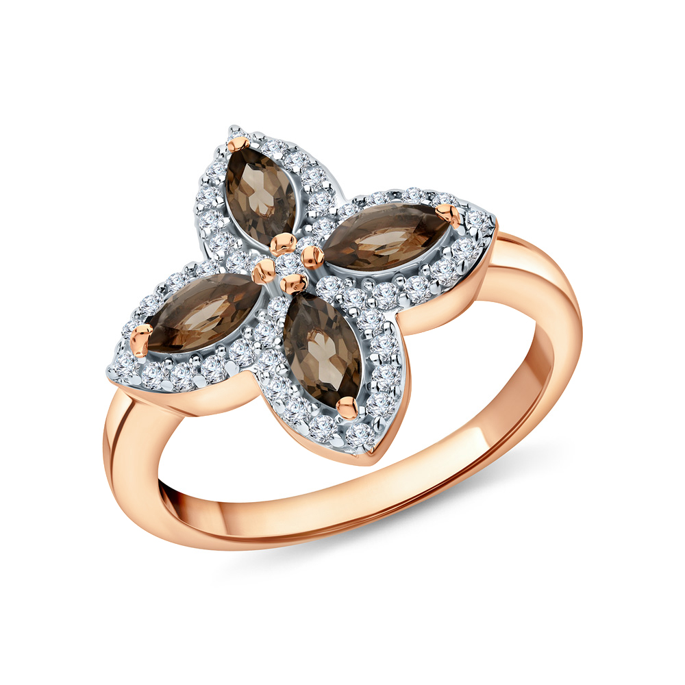 Sotiya Clover Flower Design Chocolate Ring Sterling Silver-Sotiya