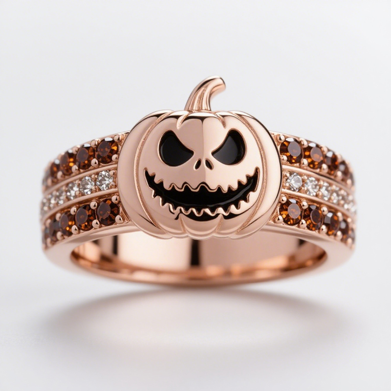 Sotiya Chocolate Skull Pumpkin Inspired Cocktail Ring Sterling Silver-Sotiya