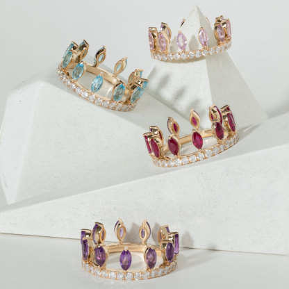 Sotiya 12 Birthstones Marquise Cut Mix and Match Stackable Eternity Ring Sterling Silver-Sotiya