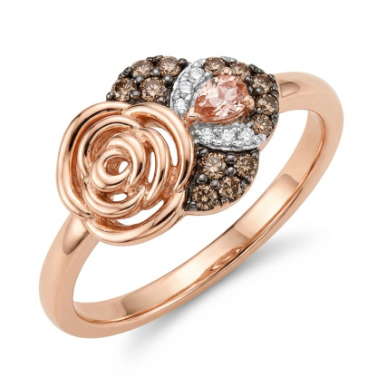 Sotiya Rose Synthetic Morganite Pear Cut Coffee Cocktail Ring Sterling Silver-Sotiya